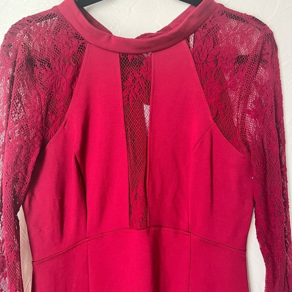 Free People It’s Now or Never Wine Red Lace bodycon dress size L - Picture 3 of 8